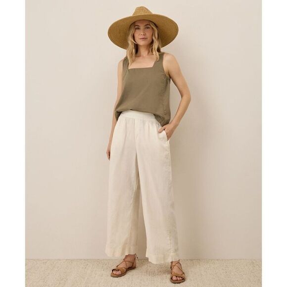 Pact Canopy Linen Blend Pleated Trousers Pants size XL Bone Cream Pull On - Picture 1 of 9